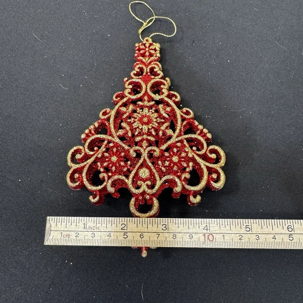 Vintage Red And Gold Christmas Tree‎ Ornament With Star
